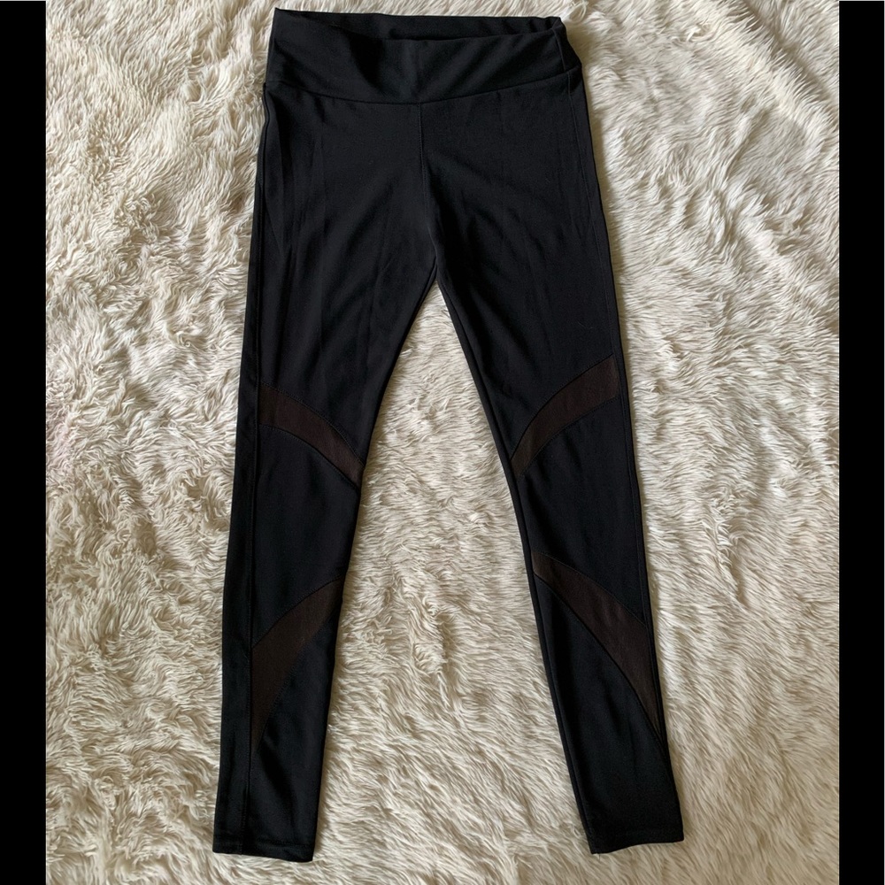 Black Athletic Leggings w/Mesh Inserts